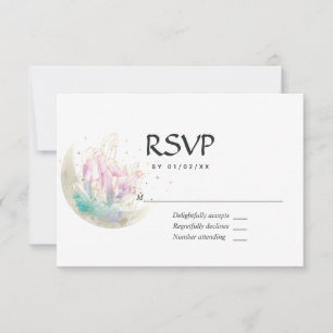 Cartão RSVP Casamento Mystical Boho Crystal Moon