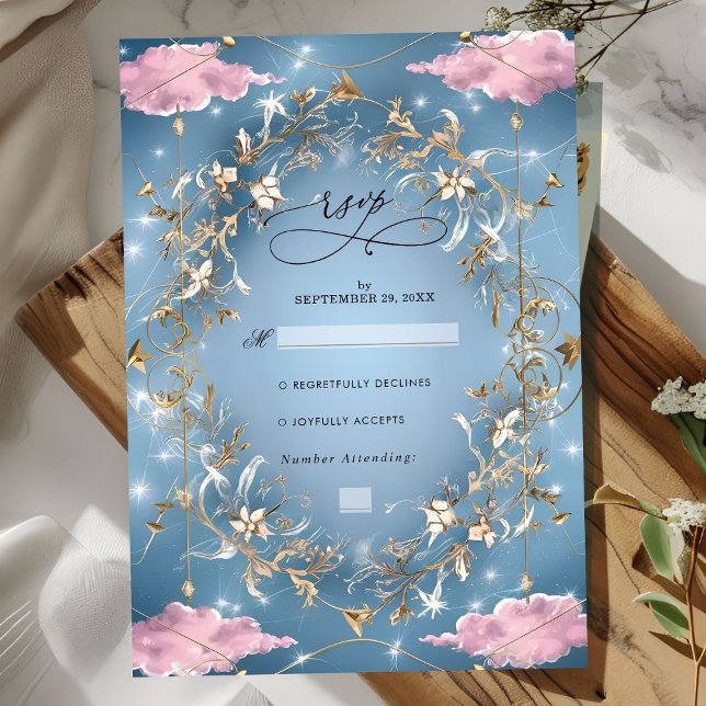 Cartão RSVP Casamento Mystical Sparkly sky (Criador carregado)