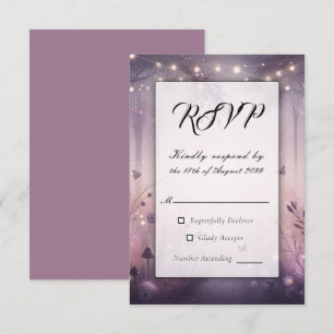 Cartão RSVP Casamento na Floresta com Luzes Etéreas de Fada