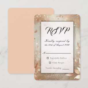 Cartão RSVP Casamento na Floresta Encantada de Rosewood Dourad