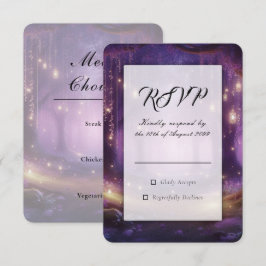 Cartão RSVP Casamento na Floresta Encantada de Violeta à Meia-