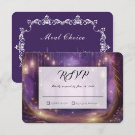 Cartão RSVP Casamento na Floresta Encantada de Violeta à Meia-