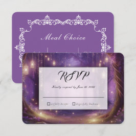 Cartão RSVP Casamento na Floresta Encantada de Violeta à Meia-