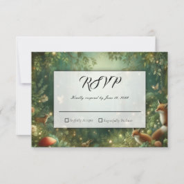 Cartão RSVP Casamento na Floresta Encantada Esmeralda Verde