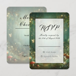 Cartão RSVP Casamento na Floresta Encantada Esmeralda Verde