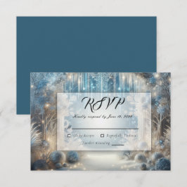 Cartão RSVP Casamento na Floresta Nevada Brilhante