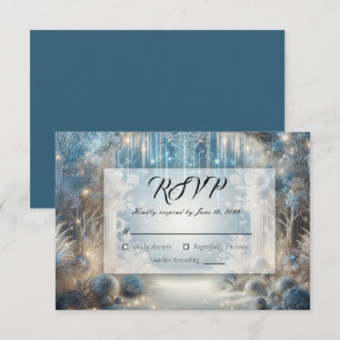 Cartão RSVP Casamento na Floresta Nevada Brilhante