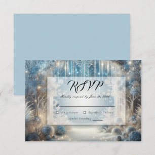 Cartão RSVP Casamento na Floresta Nevada Brilhante
