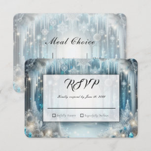 Cartão RSVP Casamento na Floresta Nevada Brilhante