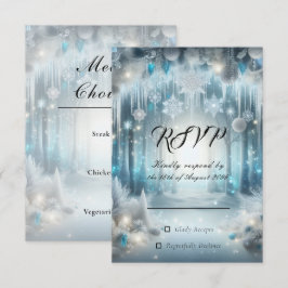 Cartão RSVP Casamento na Floresta Nevada Brilhante