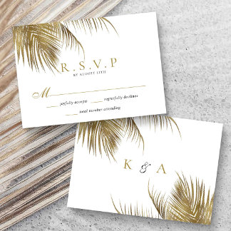 Cartão RSVP Casamento na Praia com Palmeira Tropical Elegante