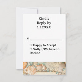 Cartão RSVP Casamento na praia conchas 2