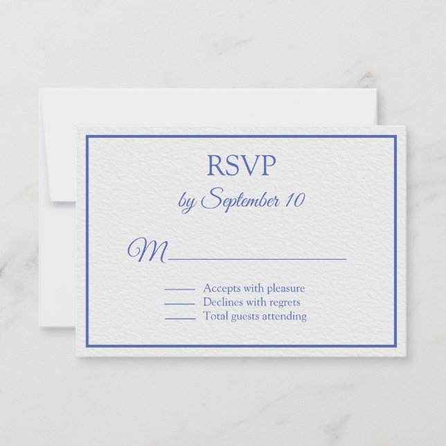Cartão RSVP Casamento Náutico Azul e Branco (Frente)