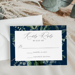 Cartão RSVP Casamento Naval com Verdura Abundante