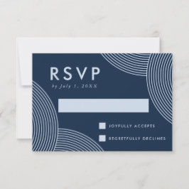 Cartão RSVP Casamento Naval e Azul Claro Turbilhão Geométrico