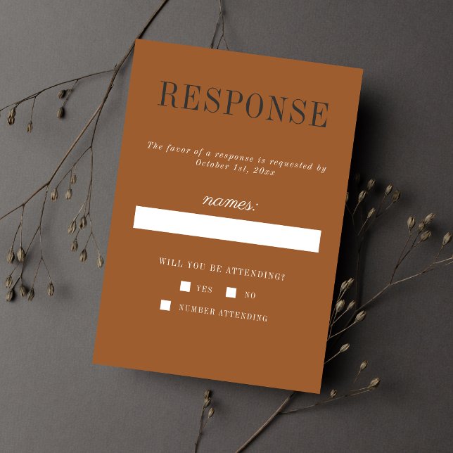 Cartão RSVP Casamento Negra de Terracotta de Halloween Autumn (Criador carregado)