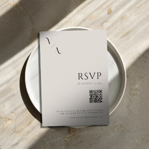 Cartão RSVP Casamento Negra e Marfim Moderno e Minimalista Ele