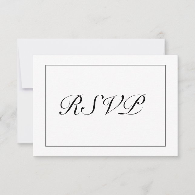 Cartão RSVP Casamento Negro Branco Minimalista Moderno (Frente)