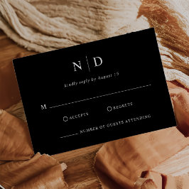 Cartão RSVP Casamento Negro e Branco Elegante Moderno