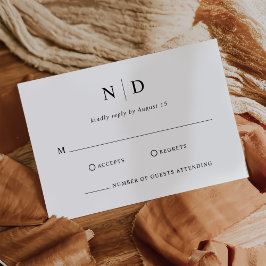 Cartão RSVP Casamento Negro e Branco Elegante Moderno