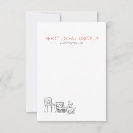 Cartão RSVP Casamento Negro e Branco Minimalista de Picnic Jar