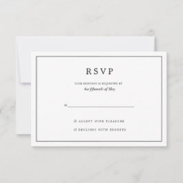 Cartão RSVP Casamento Negro e Branco minimalista elegante