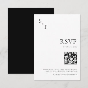 Cartão RSVP Casamento Negro e Branco minimalista moderno