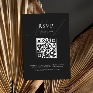 Cartão RSVP Casamento Negro e Branco Minimalista Moderno Elega