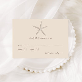 Cartão RSVP Casamento Neutral de Beige Starfish