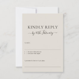 Cartão RSVP Casamento Neutro Creme Assinatura Responda por Fav