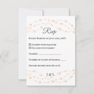 Cartão RSVP Casamento Neutro de Pérola Romântica Pearl Moderna