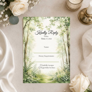 Cartão RSVP Casamento no Caminho da Floresta
