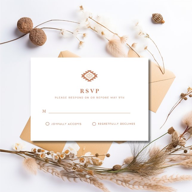 Cartão RSVP Casamento no Deserto do Sudoeste de Boho (Southwestern Boho Desert Wedding RSVP card)