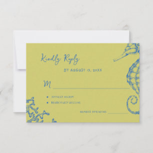 Cartão RSVP Casamento no destino da praia com letra caprichosa