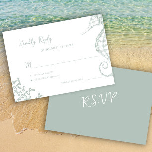 Cartão RSVP Casamento no destino da praia com letra caprichosa