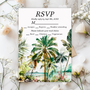 Cartão RSVP Casamento no Destino de Praia Tropical