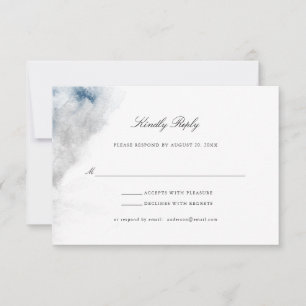 Cartão RSVP Casamento no inverno Azul abstrato e Cinza
