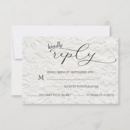 Cartão RSVP Casamento no inverno branco e preto simples