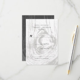 Cartão RSVP Casamento no inverno Clássico Moderno de Madeira R