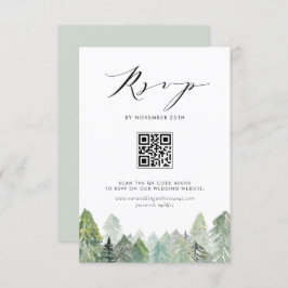 Cartão RSVP Casamento no inverno de Código QR da Floresta Ever