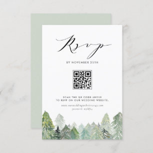 Cartão RSVP Casamento no inverno de Código QR da Floresta Ever