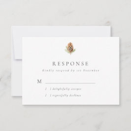 Cartão RSVP Casamento no inverno de Cone de Pino Simples
