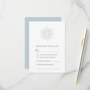 Cartão RSVP Casamento no inverno de Neve Azul-Gelo Elegante