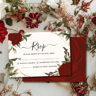Cartão RSVP Casamento no inverno floral de rosa vermelha profu