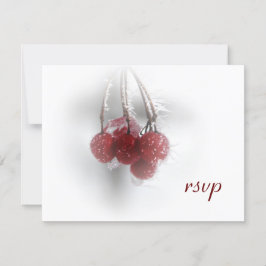 Cartão RSVP Casamento no inverno Red Frosty Berries