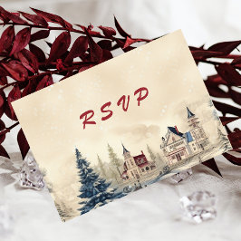 Cartão RSVP Casamento no inverno romântico