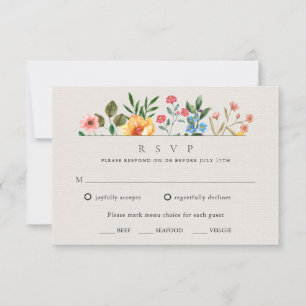 Cartão RSVP Casamento no Jardim Botânico de Flores Silvestres