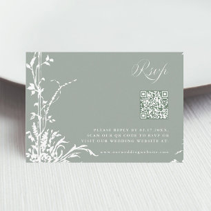 Cartão RSVP Casamento no Jardim Botânico Romântico Verde Sage