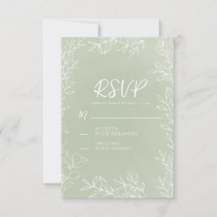 Cartão RSVP Casamento no Jardim Botânico Verde Sage Branco