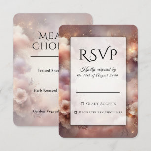 Cartão RSVP Casamento no Jardim com Brilho Cor-de-Rosa de Cham